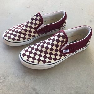 Vans Checkerboard Classic Slip-On Burgundy / Maroon